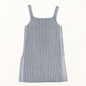 Club Monaco Blue White Heavy Knit Sleeveless Top Split Side Hems Size Small